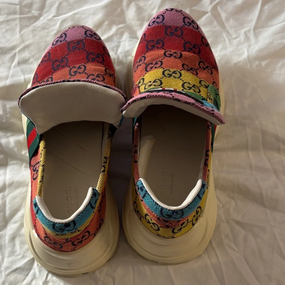 Gucci Rython GG Multi-Color Platform Sneakers Size 8 - Picture 2 of 13